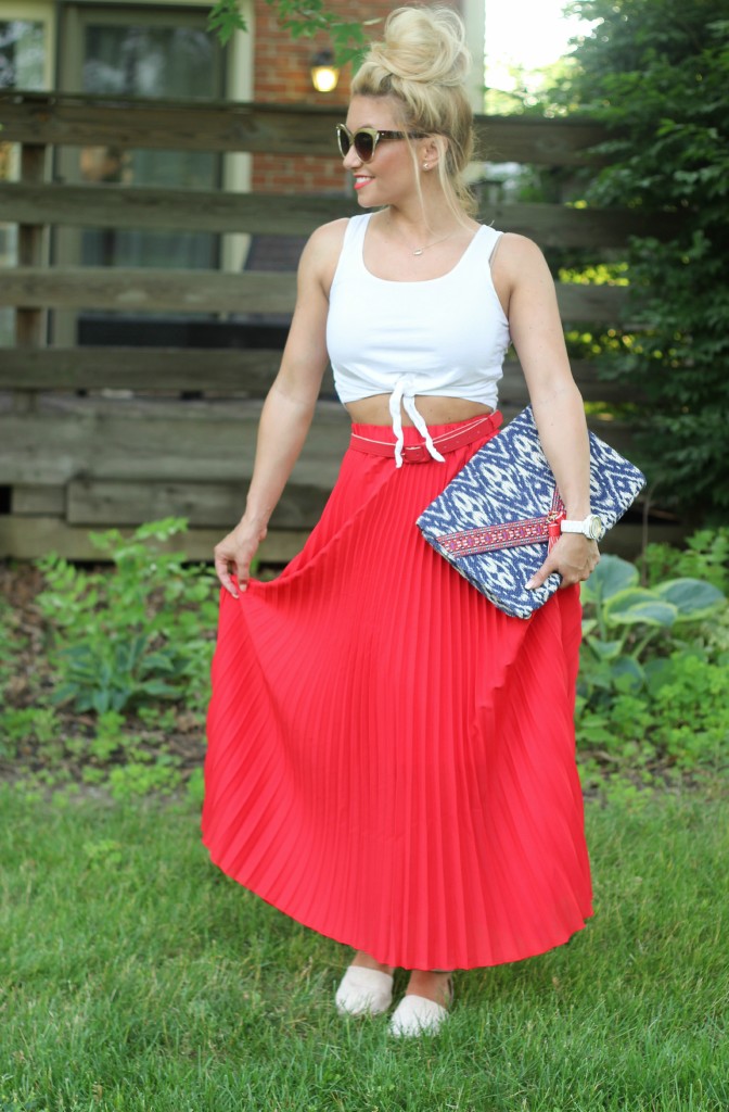 red maxi, maxi skirt, summer casual, style blog, blog style, what i wore, red white and blue