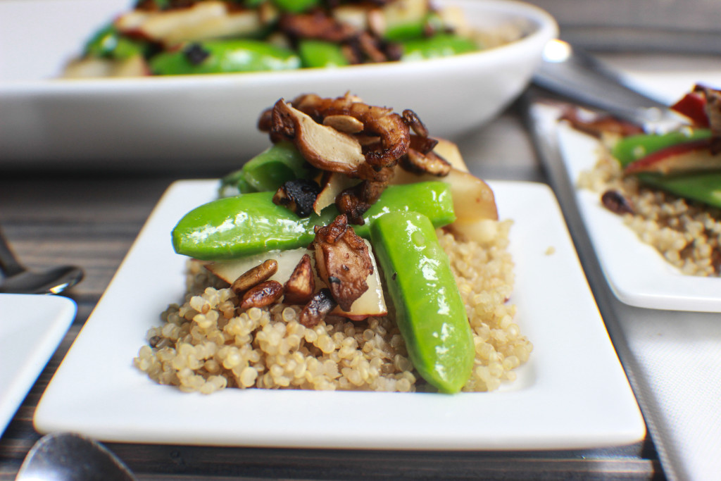 Pear and Sugar Snap Pea Salad over couscous.