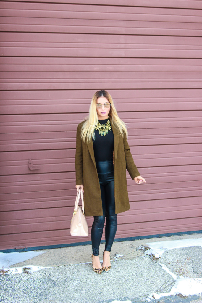Green Trench and Liquid Leggings