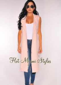 Hot Miami Styles: Blush Collared Belted Vest, $69.99