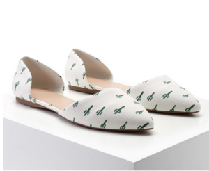 Pointed Toe Cactus Print Flats