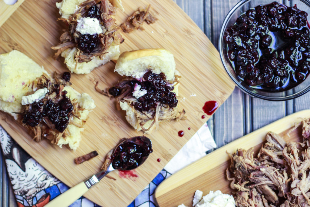 Blueberry Balsamic Compote on Smoked Pork Shoulder