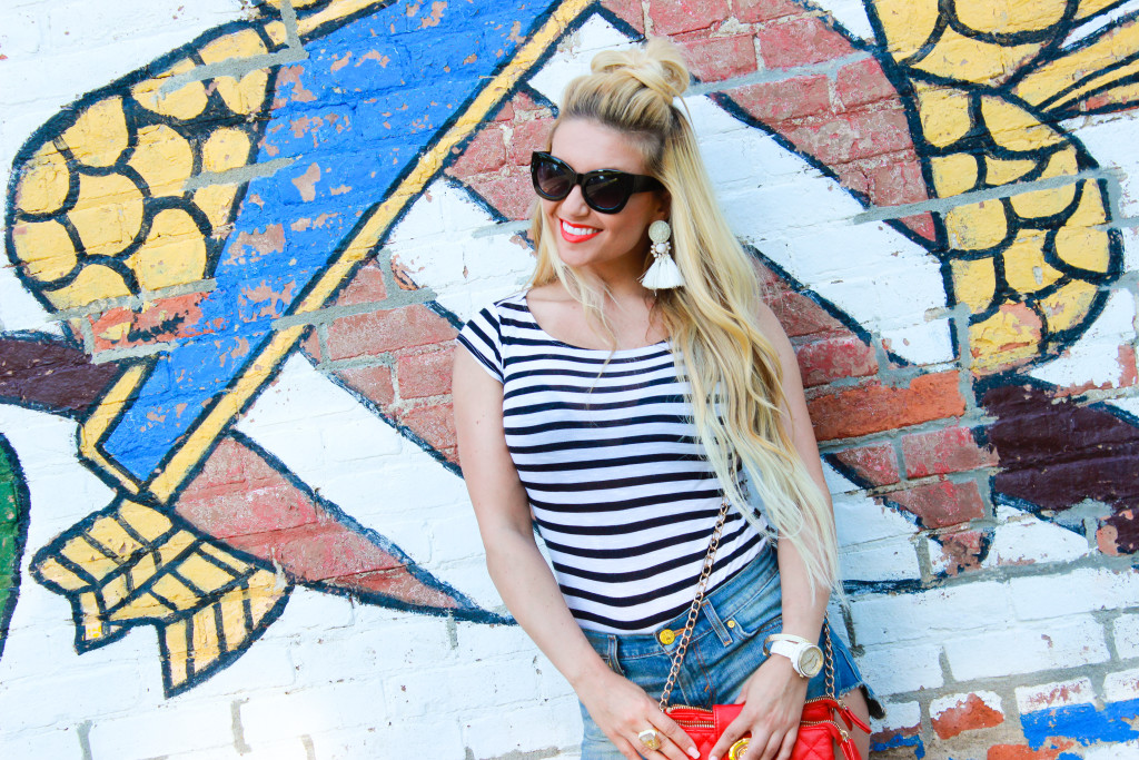 Sass n’ Stripes- Today’s Simply Summer #ootd – Big Hair and Foodie Fare
