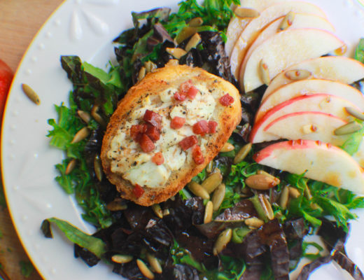 Goat's cheese Toasts and Apple Cider Balsamic vinaigrette