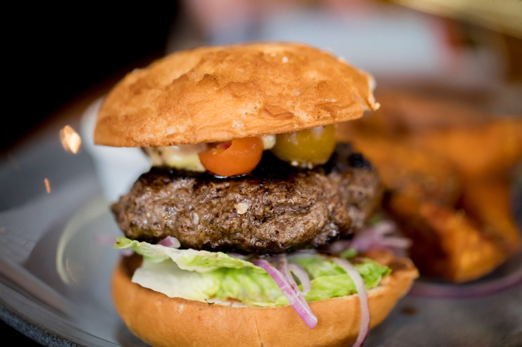 Nook Paleo, Indianapolis: Nook Burger with the sweet potato brown rice bun, photo by Kaylee Creighton Photography