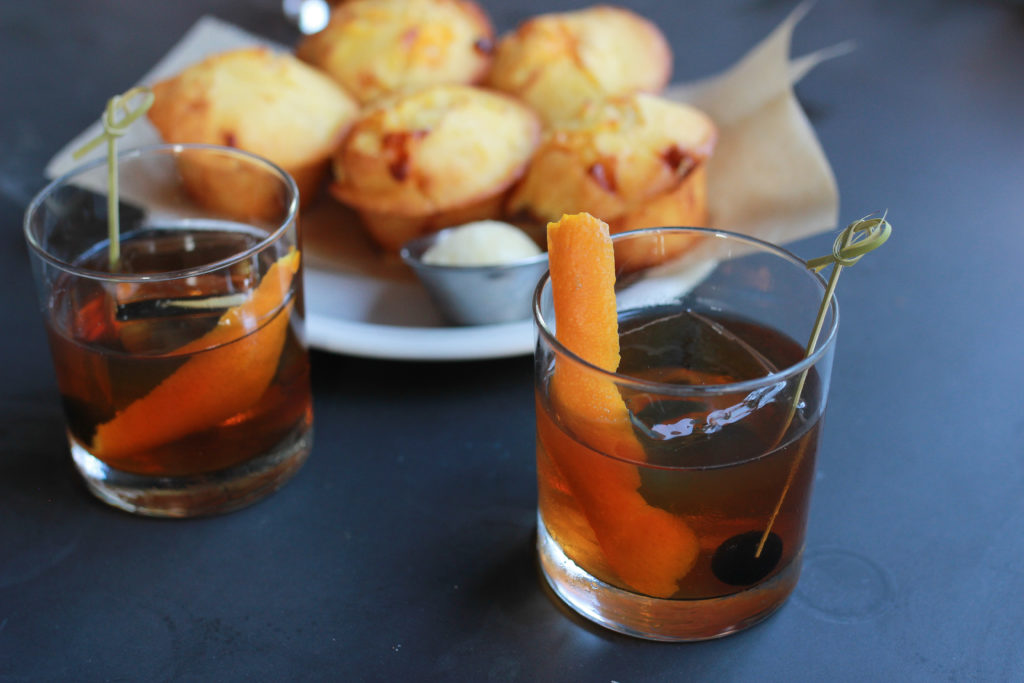 Conner's Kitchen and Bar: Corn bread muffins and Old Fashions