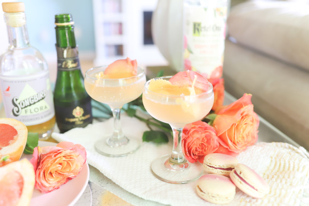Bubbly Rose martini made with Ketel One Botanicals