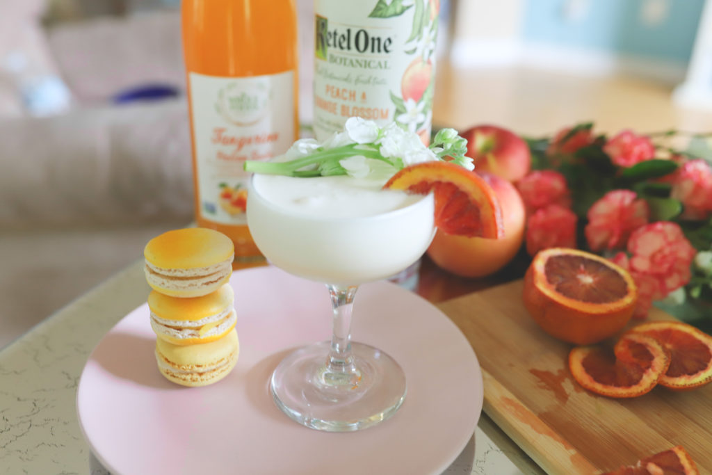 "Peaches and Dreams" martini made with Ketel one Botanical.
