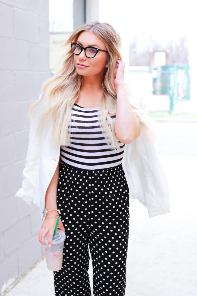 Work wear style, polka dots: Big Hair and Foodie Fare.