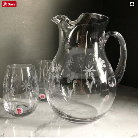 Warsaw Handcut Glass matching pitcher and sangria glasses